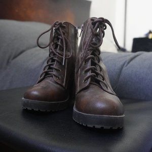 Charlotte Russe Heeled Combat Boots in Size 6 Brown